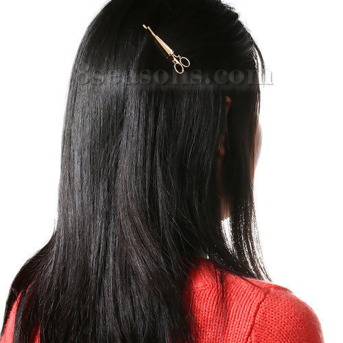 Picture of Hair Clips Gold Plated Scissor 58mm x 16mm, 2 PCs