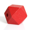 Picture of Hinoki Wood Spacer Beads Polygon Red Faceted About 20mm x 20mm, Hole: Approx 4.2mm, 20 PCs