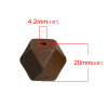 Picture of Hinoki Wood Spacer Beads Polygon Coffee Faceted About 20mm x 20mm, Hole: Approx 4.2mm, 20 PCs