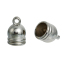 Immagine di CCB Plastico Corda di Collana Terminale Capocorda per Collana Cilindrico Tono Argento (Adatto alla corda 7.5mm) 15mm x 10mm, 50 Pz