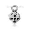 Picture of Zinc Based Alloy 3D Charms Pendants Dice Antique Silver Color 11mm( 3/8") x 11mm( 3/8"), 20 PCs
