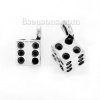 Picture of Zinc Based Alloy 3D Charms Pendants Dice Antique Silver Color 11mm( 3/8") x 11mm( 3/8"), 20 PCs