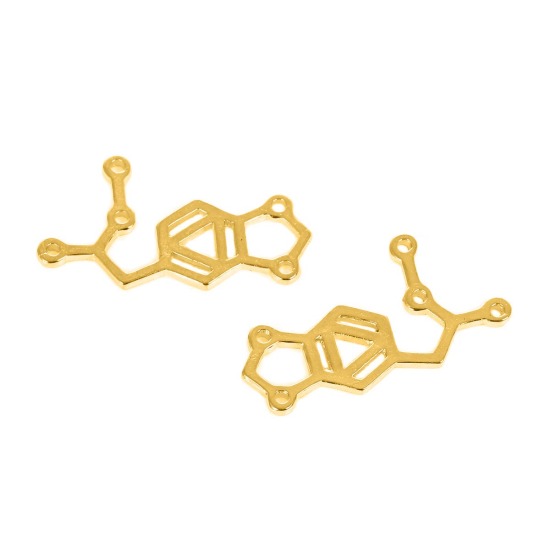 Image de Connecteurs de Bijoux en Alliage de Zinc Forme MDMA Molécule Chimie Science Doré 31mm x 18mm, 10 Pcs