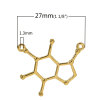 Picture of Zinc Based Alloy Caffeine Molecule Chemistry Science Connectors Findings Gold Plated 27mm x 23mm, 10 PCs