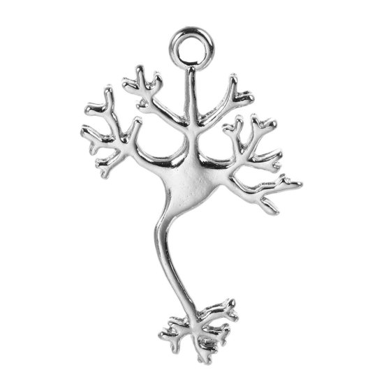 Immagine di Lega di Zinco Molecolare Chimica Scienza Charm Ciondoli Cella Tono Argento 33mm x 21mm , 10 Pz