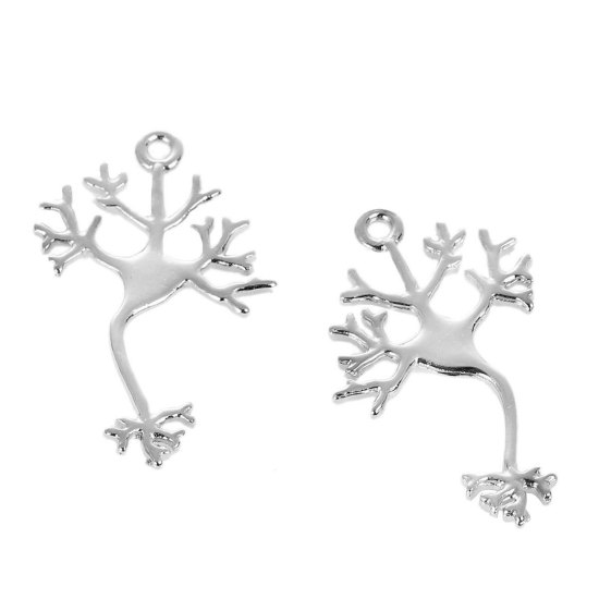 Immagine di Lega di Zinco Molecolare Chimica Scienza Charm Ciondoli Cella Tono Argento 33mm x 21mm , 10 Pz