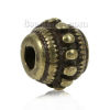 Picture of Zinc Based Alloy Spacer Beads Bicone Flying Saucer Antique Bronze Dot Carved About 8mm x 6mm - 7mm x 5mm, Hole:Approx 2.1mm, 30 PCs