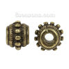 Picture of Zinc Based Alloy Spacer Beads Bicone Flying Saucer Antique Bronze Dot Carved About 8mm x 6mm - 7mm x 5mm, Hole:Approx 2.1mm, 30 PCs