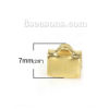 Picture of Brass Ribbon Crimp End For Jewelry Necklace Bracelet Briefcase Gold Plated 7mm( 2/8") x 7mm( 2/8"), 50 PCs                                                                                                                                                    