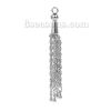 Picture of Zinc Based Alloy & Iron Based Alloy Charms Pendants Tassel Antique Silver Color With Drop Beads 74mm(2 7/8") x 6mm( 2/8"), 5 PCs
