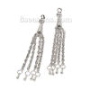 Picture of Zinc Based Alloy & Iron Based Alloy Charms Pendants Tassel Antique Silver Color With Drop Beads 74mm(2 7/8") x 6mm( 2/8"), 5 PCs