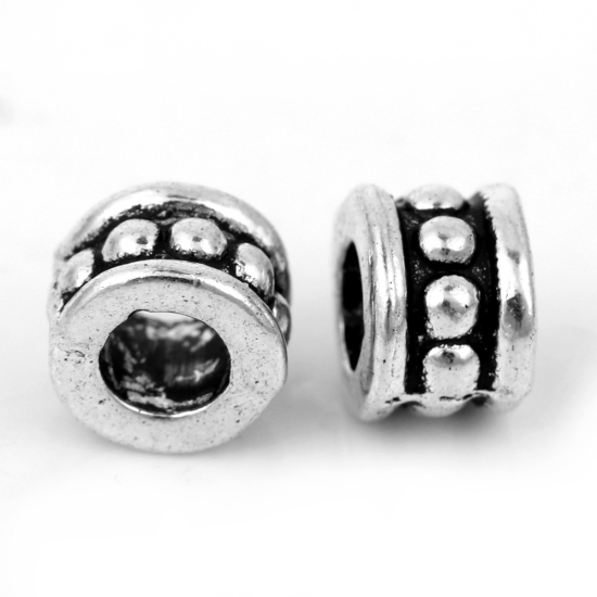Picture of Zinc Based Alloy Spacer Beads Cylinder Antique Silver Color About 6mm x 4mm, 100 PCs