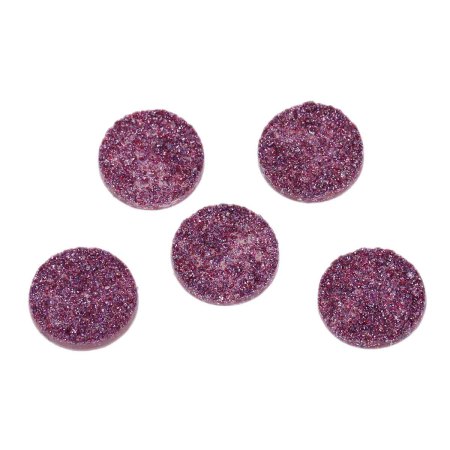 Picture of Druzy /Drusy Resin Dome Seals Cabochon Round Purple Glitter 12mm( 4/8") Dia, 20 PCs