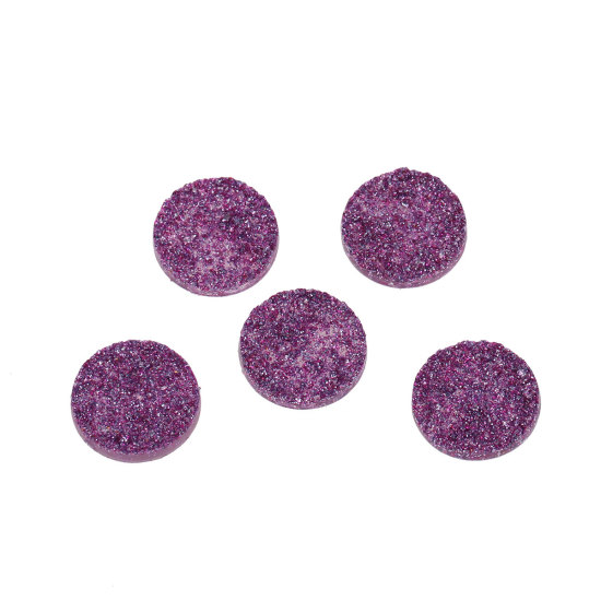 Picture of Druzy /Drusy Resin Dome Seals Cabochon Round Purple Glitter 18mm( 6/8") Dia, 20 PCs