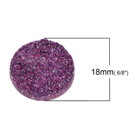 Picture of Druzy /Drusy Resin Dome Seals Cabochon Round Purple Glitter 18mm( 6/8") Dia, 20 PCs