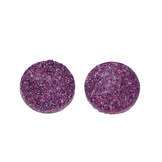 Picture of Druzy /Drusy Resin Dome Seals Cabochon Round Purple Glitter 18mm( 6/8") Dia, 20 PCs