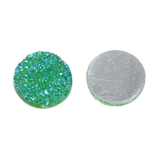 Picture of Druzy /Drusy Resin Dome Seals Cabochon Round Green AB Color 18mm( 6/8") Dia, 20 PCs