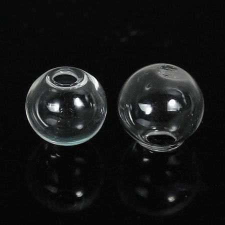 Transparent Glass Miniature Globe Bubble Bottle Vial Lightbulb Clear 10mm Dia., 20 PCs