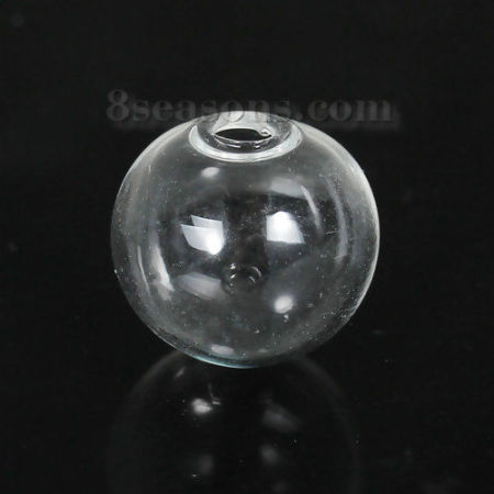 Transparent Glass Miniature Globe Bubble Bottle Vial Lightbulb Clear 14mm Dia., 5 PCs