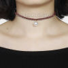 Picture of New Fashion Wine Red & Gold Braided Terylene Choker Necklace White Acrylic Pearl Imitation Pendant 34cm(13 3/8") long, 1 Piece