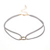 Bild von Modsich Veloursleder Choker Halskette Ring Vergoldet Grau 33cm lang 1 Stück