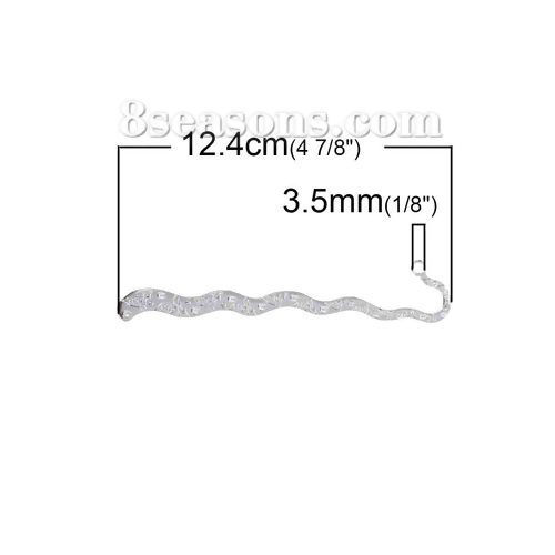 Picture of Zinc Based Alloy Bookmark Wave Silver Plated (Can Hold ss9 Rhinestone) Pattern Pattern 12.4mm( 4/8") x 2.3cm( 7/8"), 5 PCs