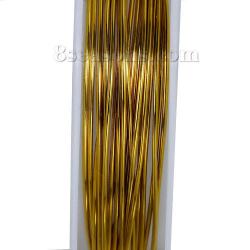 Picture of Copper Beading Wire Thread Cord Round Gold Plated 0.8mm Dia. (20 gauge), 2 Rolls (Approx 3.3 M/Roll)