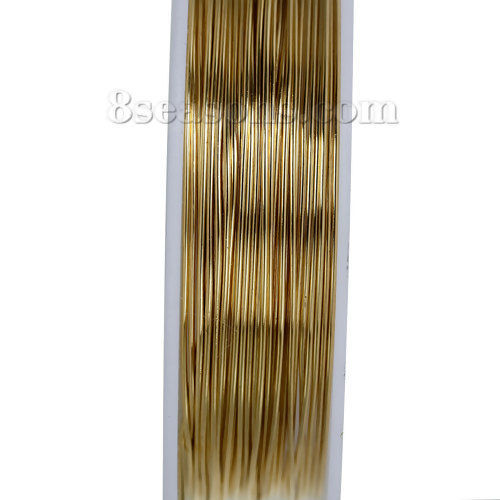 Picture of Copper Beading Wire Thread Cord Round Gold Plated 0.6mm Dia. (23 gauge), 2 Rolls (Approx 6 M/Roll)
