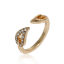 Picture of Open Rings Hollow Leaf Gold Plated Clear Rhinestone 16.9mm( 5/8")(US Size 6.5), 1 Piece