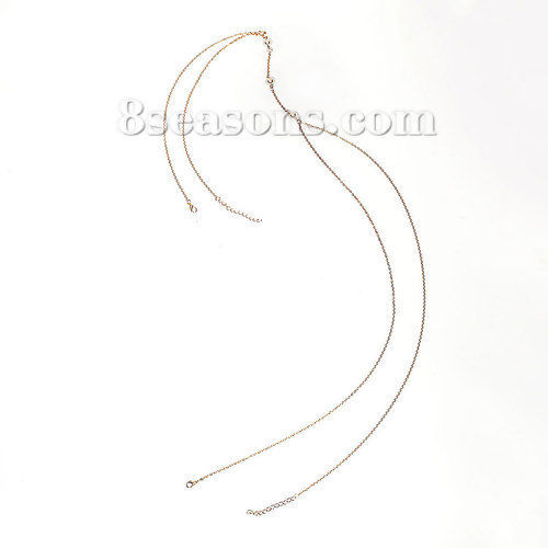 Bild von Modisch Körperkette Halskette Gliederkette Vergoldet Weiß Imitat Pearl 56.0cm lang, 103cm lang, 1 Streif