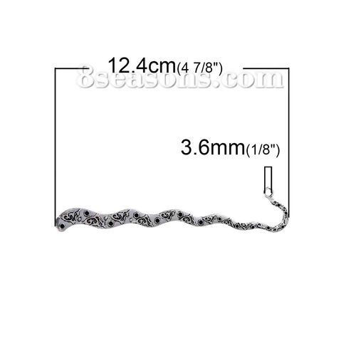 Bild von Zinklegierung Lesezeichen Welle Antiksilber (Halten für ss9 Strass) 12.4cmx 2.3cm, 5 Stücke