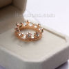 Picture of Unadjustable Rings Crown Rose Gold Clear Rhinestone 16.7mm( 5/8")(US size 6.25), 1 Piece