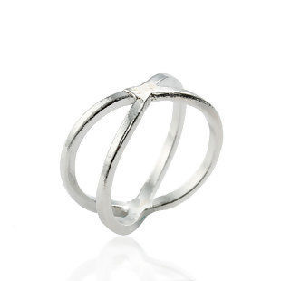 Picture of New Fashion Unadjustable Rings X Shape Silver Tone 18.1mm( 6/8")(US Size 7.75) , 1 Piece