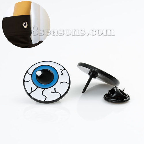 Picture of Tie Tac Lapel Pin Brooches Eyeball Multicolor Enamel 20mm( 6/8") Dia., 1 Piece