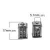 Picture of Zinc Based Alloy European Style Large Hole Charm Beads Police Agency House Antique Silver 3D About 17mm( 5/8") x 10mm( 3/8"), Hole: Approx 5.1mm, 5 PCs