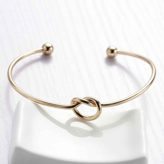 銅 カフ/cuff バングル ブレスレット 金メッキ ハート結び目 17cm長さ、 1 の画像