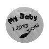 Picture of Zinc Based Alloy Floating Plates For Glass Locket Round Silver Tone Message " My Baby I Love You " Carved 21mm( 7/8") Dia., 2 PCs