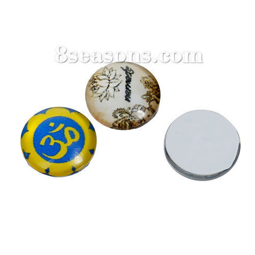 Immagine di Vetro Cupola Dome Seals Cabochon Tondo Flatback A Random Yoga Disegno Trasparente 12mm Dia, 10 Pz