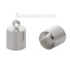 Picture of Brass Cord End Caps For Jewelry Necklace Bracelet Cylinder Silver Plated (Fits 7.5mm( 2/8") Cord) 12mm( 4/8") x 8mm( 3/8"), 20 PCs                                                                                                                            