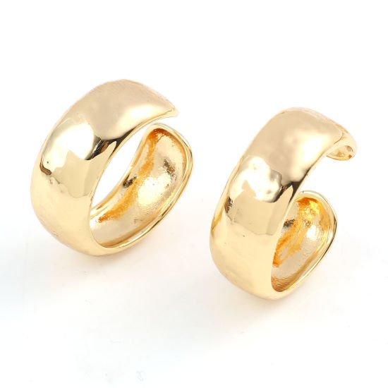 Bild von Messing Ohrklemme Klipp Ohrring 18K Echtgold plattiert C-Form 22mm x 20mm, 1 Stück