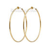 Picture of Brass Hoop Earrings Circle Ring Gold Plated 6.2cm(2 4/8") x 6.1cm(2 3/8"), 2 PCs                                                                                                                                                                              