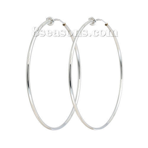 Immagine di Ottone Orecchini AnelliOrecchini Argento Placcato 6.2cm x 6.1cm, 2 Pz