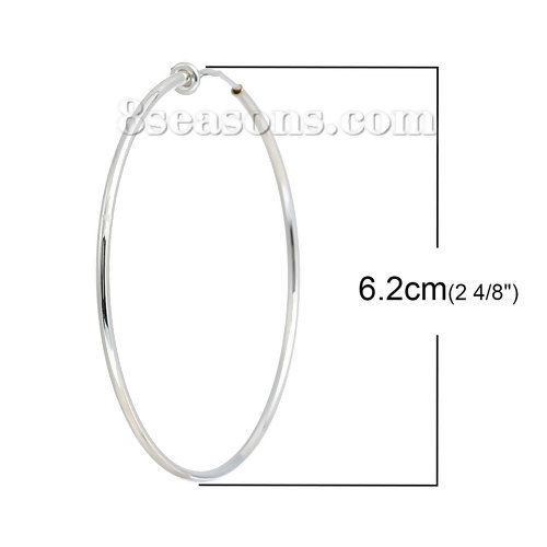 Immagine di Ottone Orecchini AnelliOrecchini Argento Placcato 6.2cm x 6.1cm, 2 Pz
