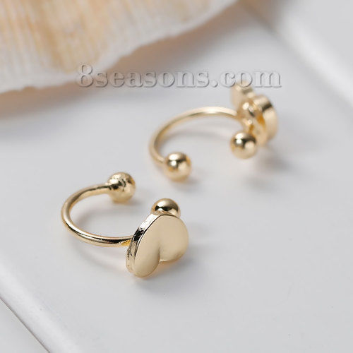 Picture of Ear Cuffs Clip Wrap Earrings Heart Gold Plated 8mm( 3/8") x 6mm( 2/8"), 1 Piece