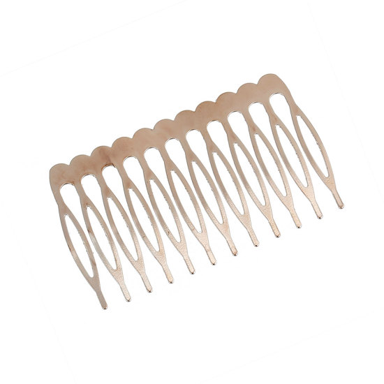 Picture of Iron Based Alloy Hair Clips Comb Shape Rose Gold 64mm x 39mm, 10 PCs