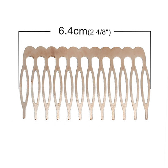 Image de Pinces à Cheveux en Alliage de Fer Rectangle Or Rose 64mm x 39mm, 10 Pcs