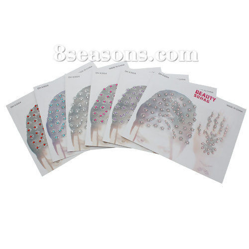 Image de Amovible Sticker de Tatouage Brillant Argent Multicolore Au Hasard 15.8cm x 8.5cm, 1 Paquet ( 12 Papiers/Paquet )