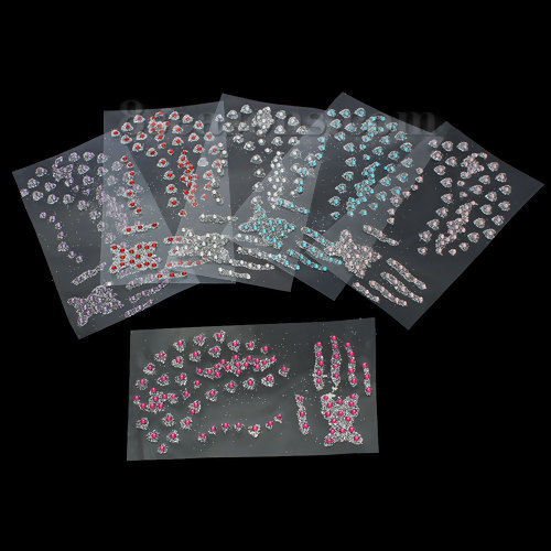 Image de Amovible Sticker de Tatouage Brillant Argent Multicolore Au Hasard 15.8cm x 8.5cm, 1 Paquet ( 12 Papiers/Paquet )