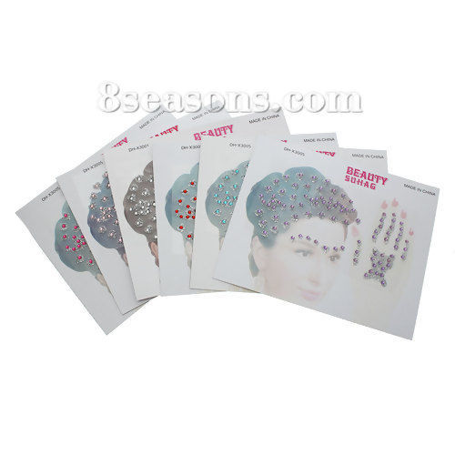 Picture of Glitter Removable Temporary Tattoo Sticker Body Art Multicolor At Random 15.8cm(6 2/8") x 8.5cm(3 3/8"), 1 Packet ( 12 Sheets/Packet )