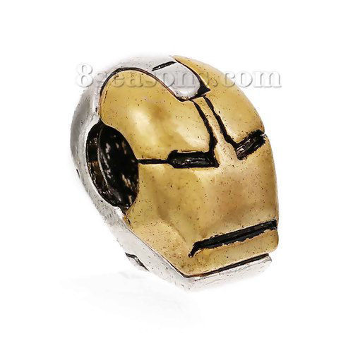 Изображение Цинковый Сплав В Стиле Пандора 3Д Бусины Робот, Античное Серебро Античное золото Трехмерный 15мм x 9мм, Отверстие ：около 4.9мм, 5 ШТ